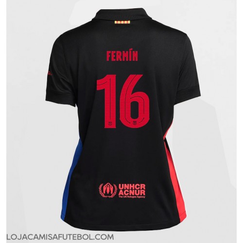 Camisa de Futebol Barcelona Fermin Lopez #16 Equipamento Secundário Mulheres 2024-25 Manga Curta